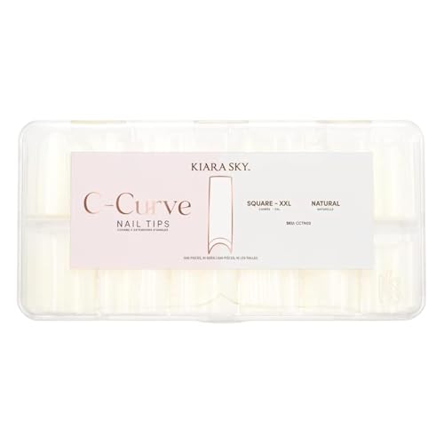 كيارا سكاي نصائح الأظافر C Curve Square طبيعية 500 قطعة طول XXL 10 أحجام