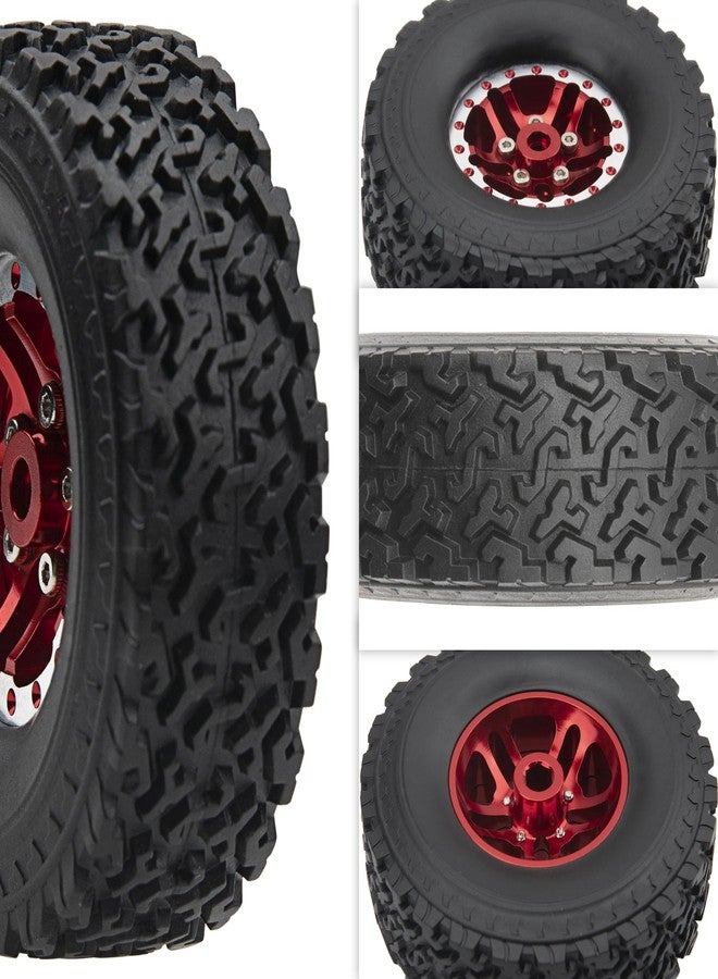 Vgoohobby OD 2.75" Rubber Tires & Metal Beadlock Wheel Rims Compatible with MN Model MN82 LC79 MN78 D90 D91 D96 99S 1/12 WPL C14 C24 C34 C44 1/16 RC Car (Red) - Image 2