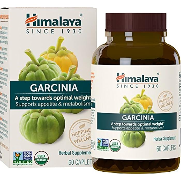 Himalaya Organic Garcinia Cambogia - Herbal Supplement Supporting Weight, Appetite Control, and Lipid Metabolism - Vegan, Non-GMO, Gluten Free, 600 mg, 60 Caplets - Image 1