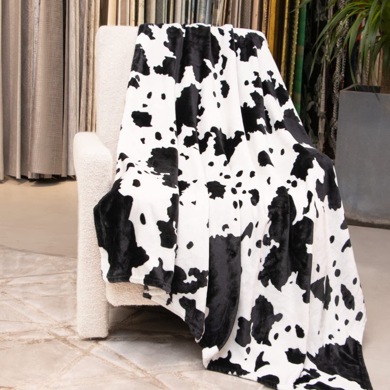 Cow Print Blanket Black  White  50x60 Plush Soft Fuzzy Fleece Throw for Adults Kids AllSeason Lightweight Bedding Decor Gift for Cow Lovers Birthday