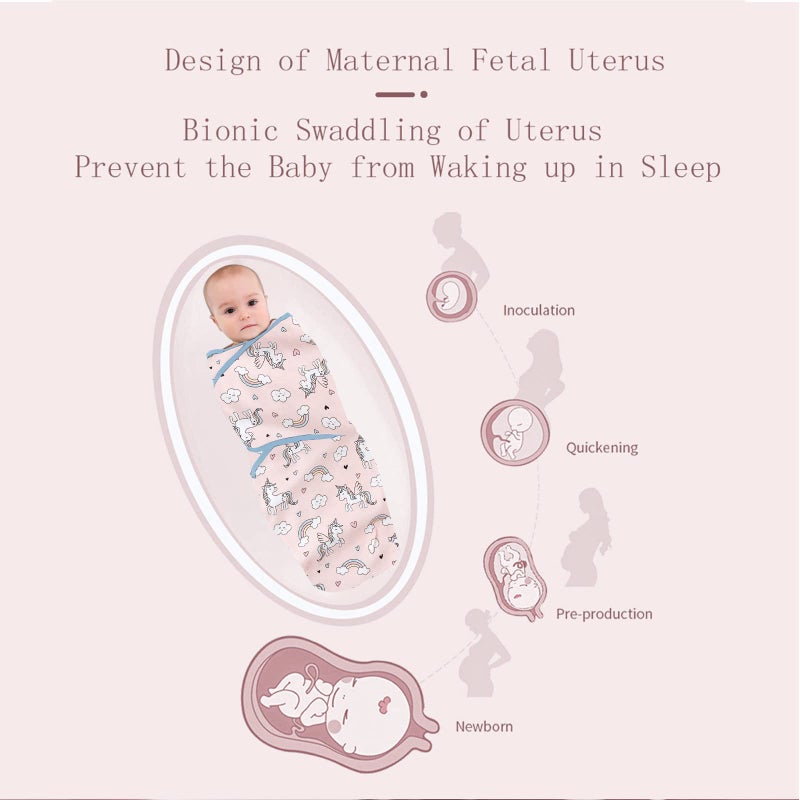 insular Swaddle Blanket, Baby Swaddle Wrap for Newborn and Infant, Adjustable Swaddle Set for Boy and Girl, Soft Cotton Baby Sleep Sack 3 Pack Small(0-3 Month), Horse - Image 2