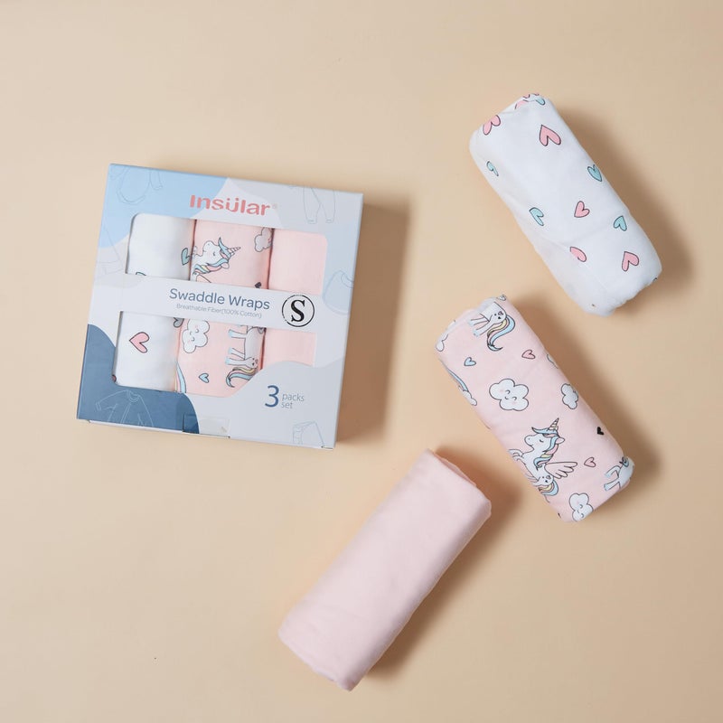 insular Swaddle Blanket, Baby Swaddle Wrap for Newborn and Infant, Adjustable Swaddle Set for Boy and Girl, Soft Cotton Baby Sleep Sack 3 Pack Small(0-3 Month), Horse - Image 5