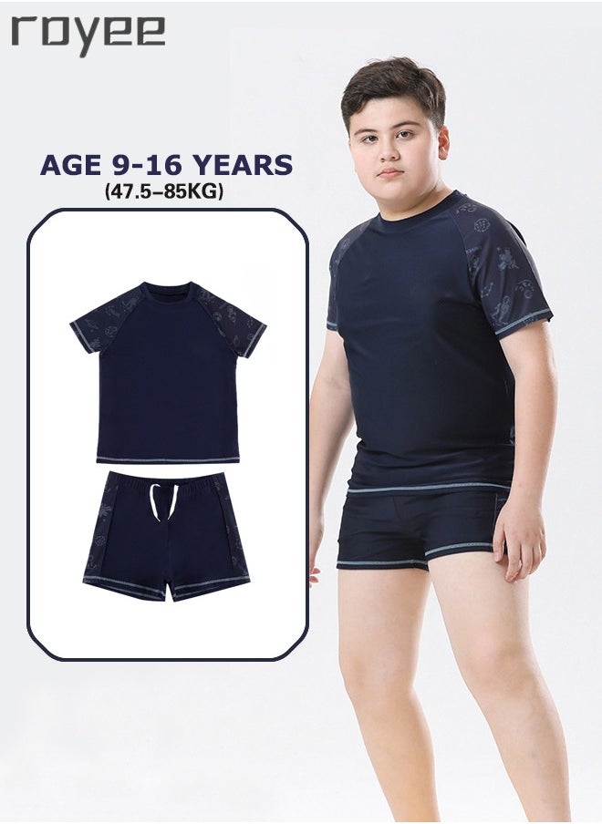 Royee Over Size Split Swimsuit For Kids, Short Swimwearfor Boys Aged 9-16, Weighing 47.5-67.5kg  - Image 1
