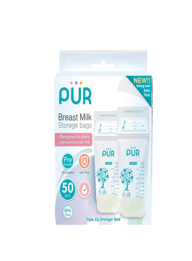 Pur Breast Milk Transparent Storage Bags by Fratelli | Breastmilk Pouches for Fridge or Freezer Use | Pre-sterilized | Reusable | Tripple Zipper for Ultimate Protection | 250ml (50 Bags) - Image 3