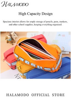 Generic Kids Pencil Case School Bus Pattern Pencil Bag High Capacity Pouch Box Organizer Pen Case Portable Journaling Supplies for School Students Girls Boys  - Image 3