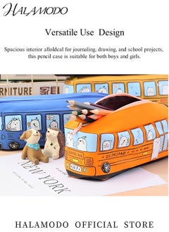 Generic Kids Pencil Case School Bus Pattern Pencil Bag High Capacity Pouch Box Organizer Pen Case Portable Journaling Supplies for School Students Girls Boys  - Image 4