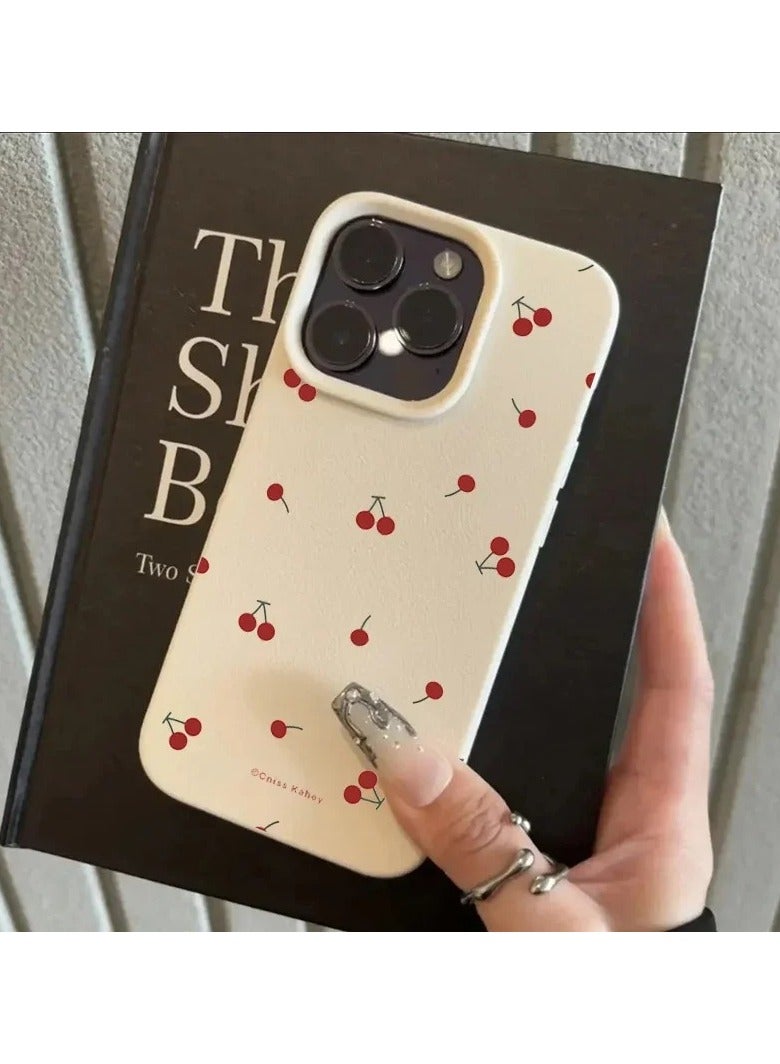 AROAQ Cute Cartoon Cherry Lychee Silicone Cover for iPhone 11 12 13 14 15 16 Pro Max and Plus Series Soft Flexible Protective Case