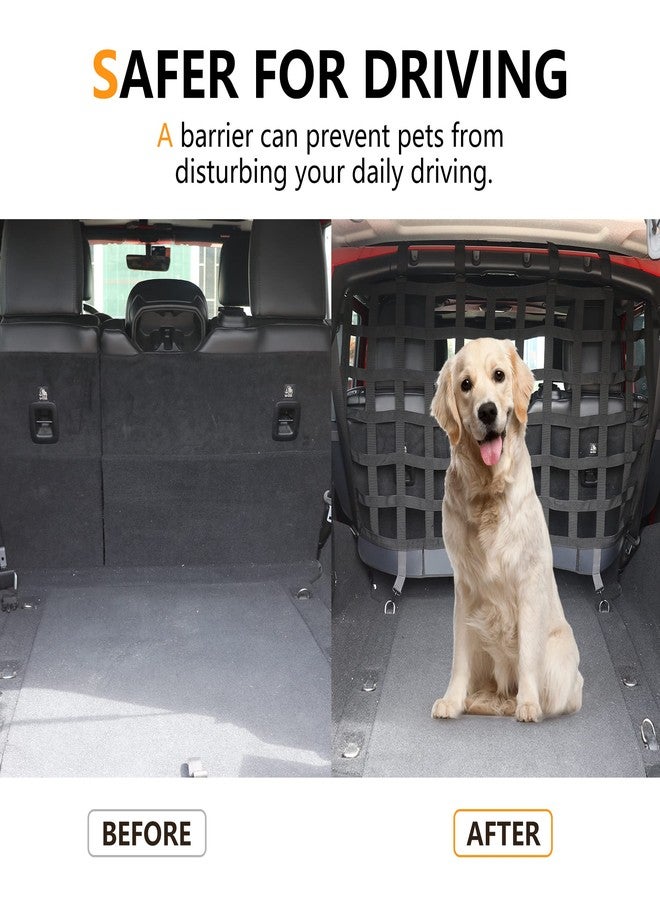 RERPRO Pet Net Safety Dog Barrier for 2007-2025 Jeep Wrangler JK JL 4 Door Accessories, Behind Rear Seat Pet Dog Covers Trunk Cargo Isolation Liner Net for Jeep Wrangler - Image 2