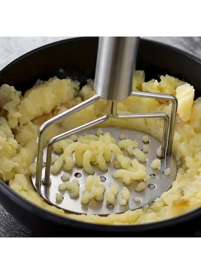 AMM Potato Masher & Vegetable Crusher Stainless Steel – Double Layer – Heavy-Duty Manual Masher for Potatoes, Vegetables & Fruits – Ergonomic Handle - Image 1