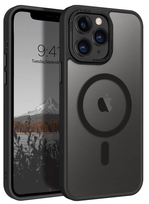 iPhone 11 Pro Max Magnetic MagSafe Case,【Full Shockproof Protection】Translucent Matte Back, Slim Phone Cover with Strong Magnet for Apple 11 Pro Max (2019)(Black)