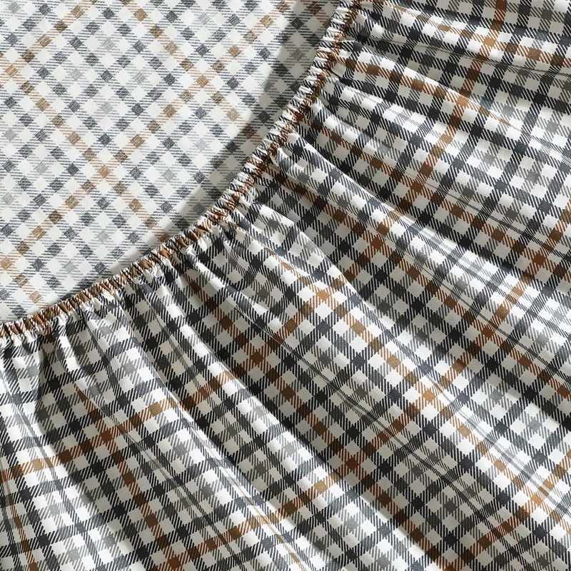 Eddie Bauer - Full Sheet Set, Crisp & Cooling Sheets w/a Naturally Smooth Cotton Percale Lightweight Feel - Matching Pillowcases & Deep Pocket Fitted Sheet (Griffin Plaid Beige) - Image 4
