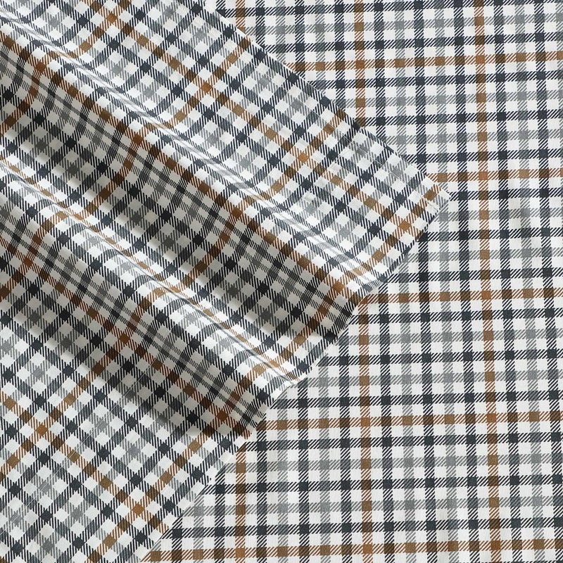 Eddie Bauer - Full Sheet Set, Crisp & Cooling Sheets w/a Naturally Smooth Cotton Percale Lightweight Feel - Matching Pillowcases & Deep Pocket Fitted Sheet (Griffin Plaid Beige) - Image 3