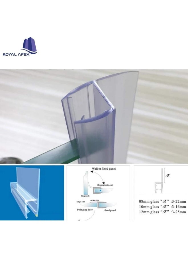 Biella 6Pcs Translucent Weather Stripping Seal Sweep With Drip Rail Shower Door Pvc Silicone Lip Seal Strip For Frame-Less Glass 1 Meter Â§ Side Lip 8Mm  - Image 3