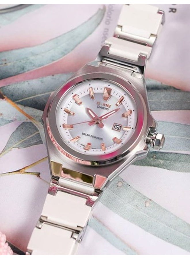 G-SHOCK Baby‑G Solar Women's Watch MSG‑S500CD‑7A, 37.1 mm Silver Dial, Stainless Steel & Resin Composite Bracelet, 100 m WR - Image 1