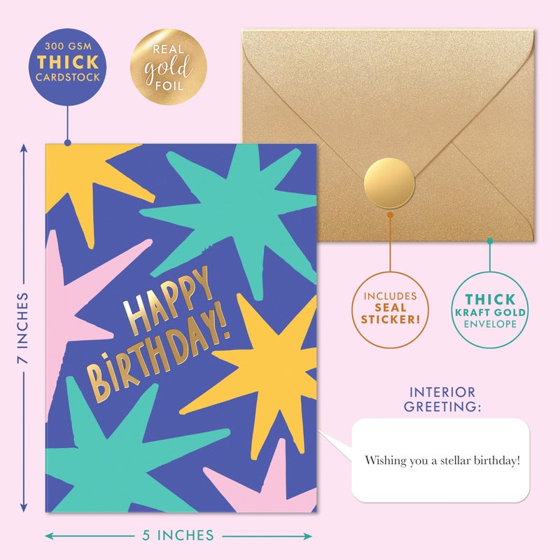 Sweetzer & Orange Birthday Card with Envelope, 5x7, Single Fun Happy Birthday Card for Men, Women, Friends & Family â€“ Message Written Inside - Unique Individual Cardstock & Keepsake Gift - Image 2
