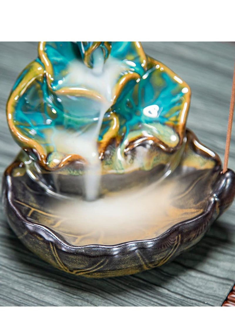 Excefore Incense Burner, Waterfall Incense Burner, Ceramic Backflow Lotus Incense Holder, Home Decor Aromatherapy Ornament for Desk, Unique Gifts for Women Men  - Image 4