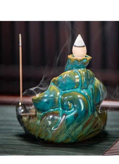 Excefore Incense Burner, Waterfall Incense Burner, Ceramic Backflow Lotus Incense Holder, Home Decor Aromatherapy Ornament for Desk, Unique Gifts for Women Men  - Image 5