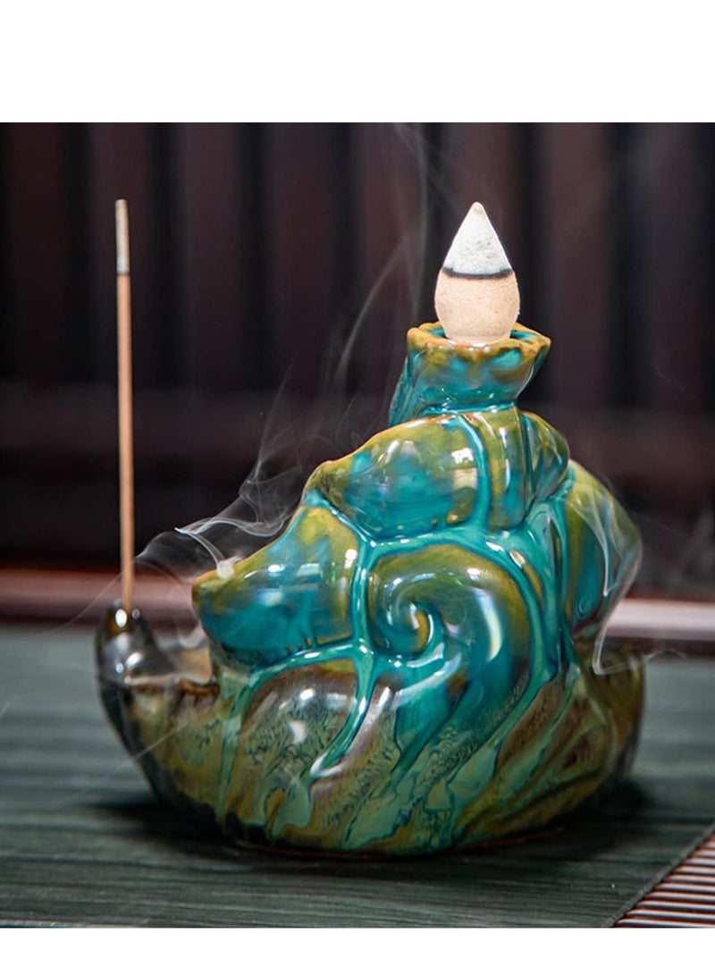 Excefore Incense Burner, Waterfall Incense Burner, Ceramic Backflow Lotus Incense Holder, Home Decor Aromatherapy Ornament for Desk, Unique Gifts for Women Men  - Image 5
