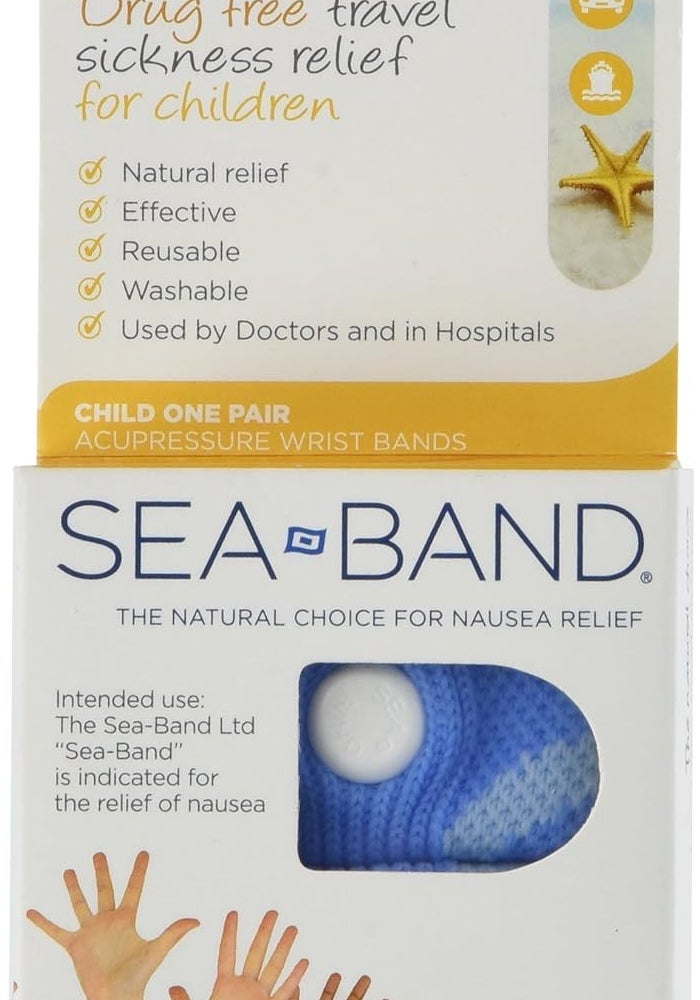 Sea-Band Child Acupressure Wrist Bands for Travel Sickness Relief - One Pair
