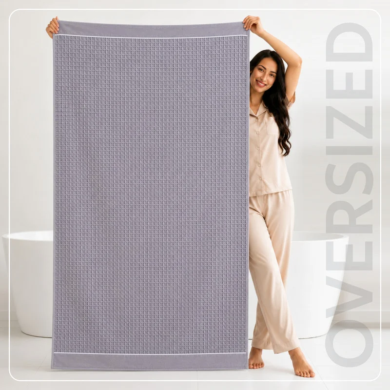 Donetella WAFFLE - 1pcs Bath Sheet (1 Piece, 90x180 cm) – Microfiber 310 GSM Waffle Weave Ultra Soft & Highly Absorbent Quick Dry Large Bath Sheet, Lightweight Solid Bath Sheet for Bathroom, Gym, Spa & Travel.  | Best Price UAE