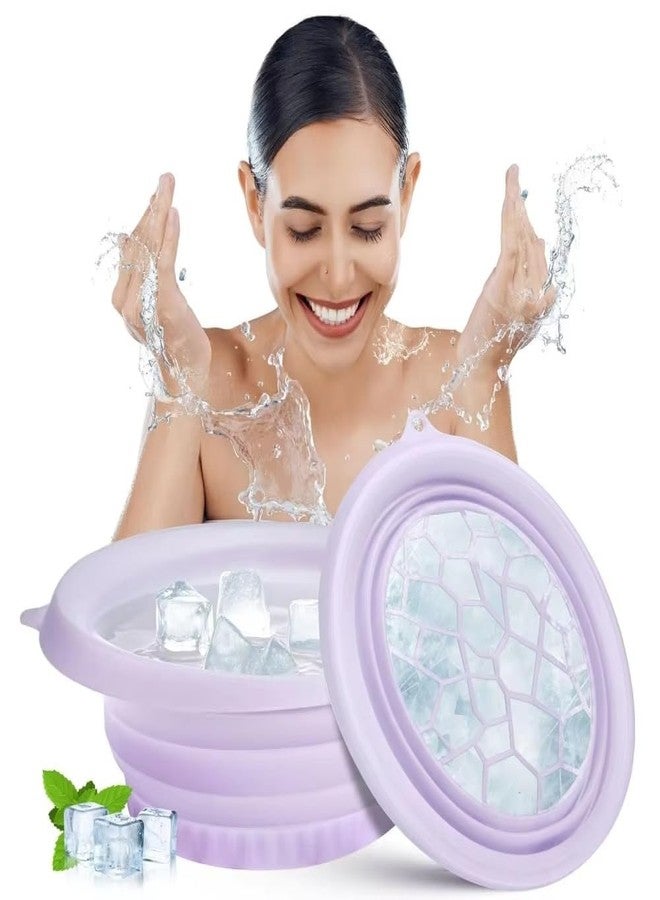 AMIRATE Facial Cold Plunge Bowl kit- Face Bowl for Ice, Portable Foldable Silicone Ice Facial 𝖡owl for Puffiness, Skin Relief & Beauty Care, Includes Reusable Cubes (PINK) - Image 1