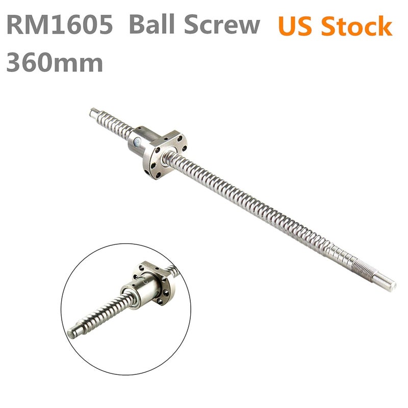 CHUANGNENG Ball Screw SFU1605-360mm Diameter 16mm,5mm Pitch Ballscrew with Nut, Length Approx 14.17inch for CNC Routers Lathes Mills Automated Machines - Image 2