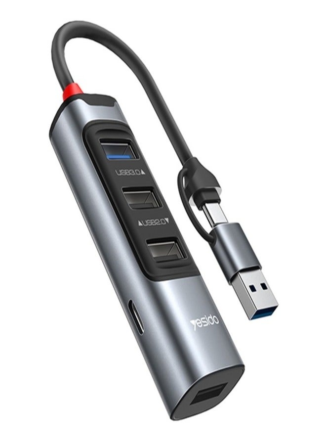 YESIDO HB20 USB + Type C Hub Adapter Converter with USB 3.0 + 3xUSB 2.0 + PD 100W USB-C Ports