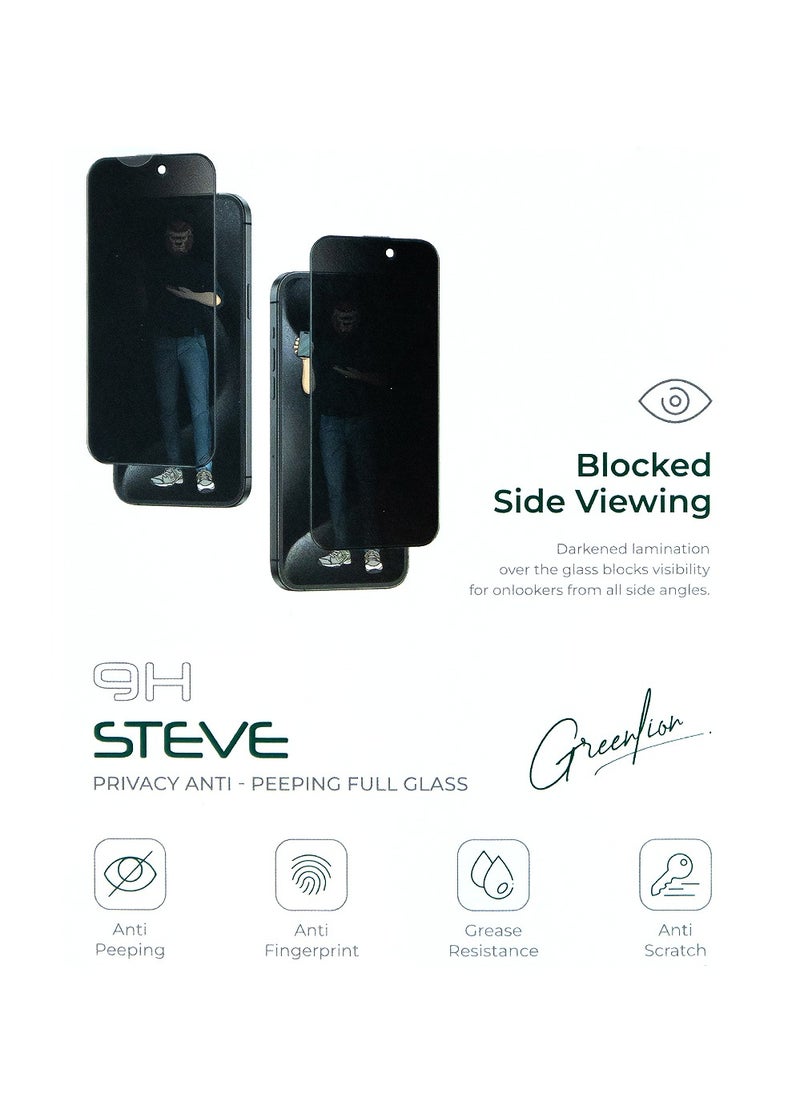 GREEN LION iPhone 14 (6.1 inches) Screen Protector with 9H Steve Privacy Strong HD Glass Green Lion - Privacy  - Image 3