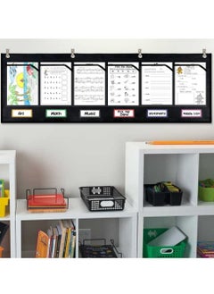 KASTWAVE Horizontal Storage Pocket Chart 6 Pockets Hanging Wall File Organizer for Office File Folders Assignments Files Scrapbook Papers and More  - Image 1