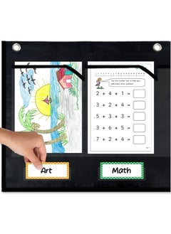 KASTWAVE Horizontal Storage Pocket Chart 6 Pockets Hanging Wall File Organizer for Office File Folders Assignments Files Scrapbook Papers and More  - Image 2