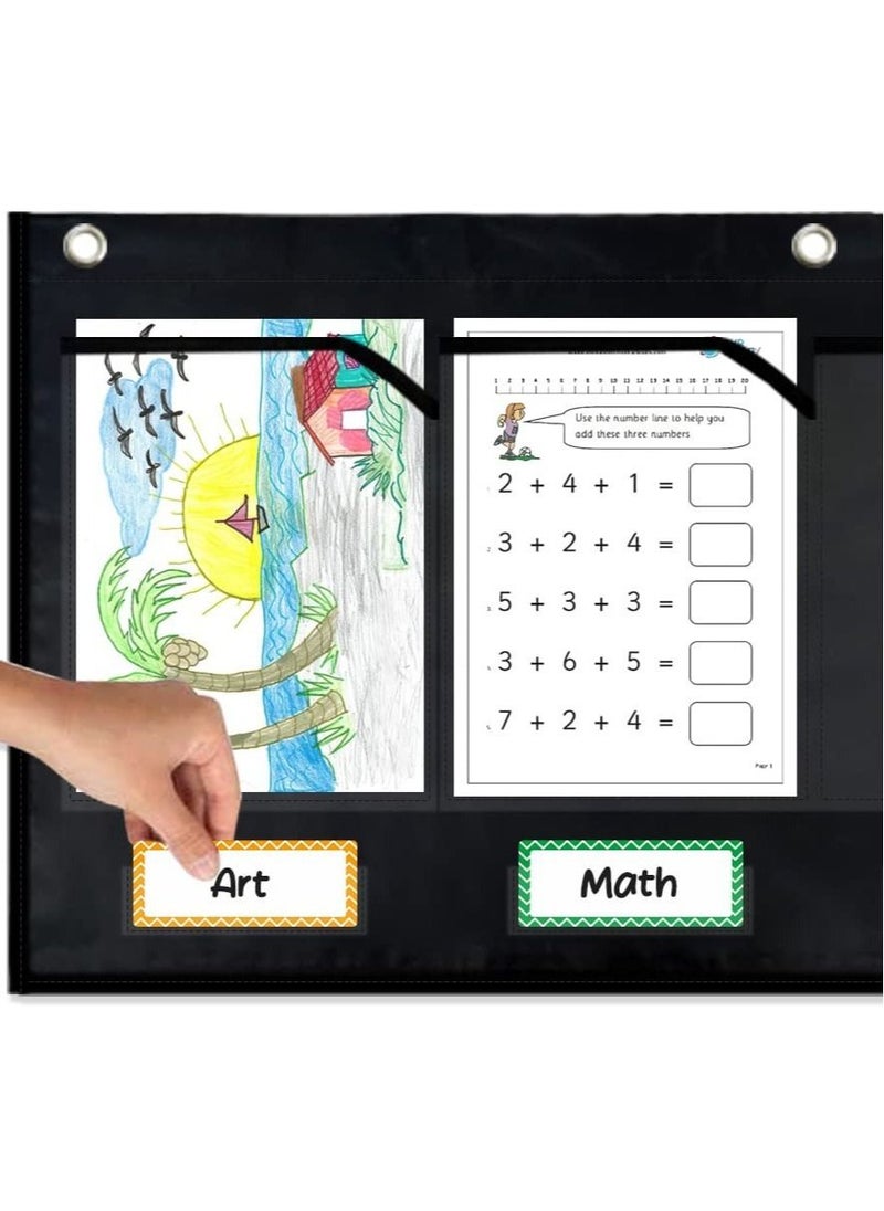 KASTWAVE - Horizontal Storage Pocket Chart 6 Pockets Hanging Wall File Organizer for Office File Folders Assignments Files Scrapbook Papers and More - Image 1