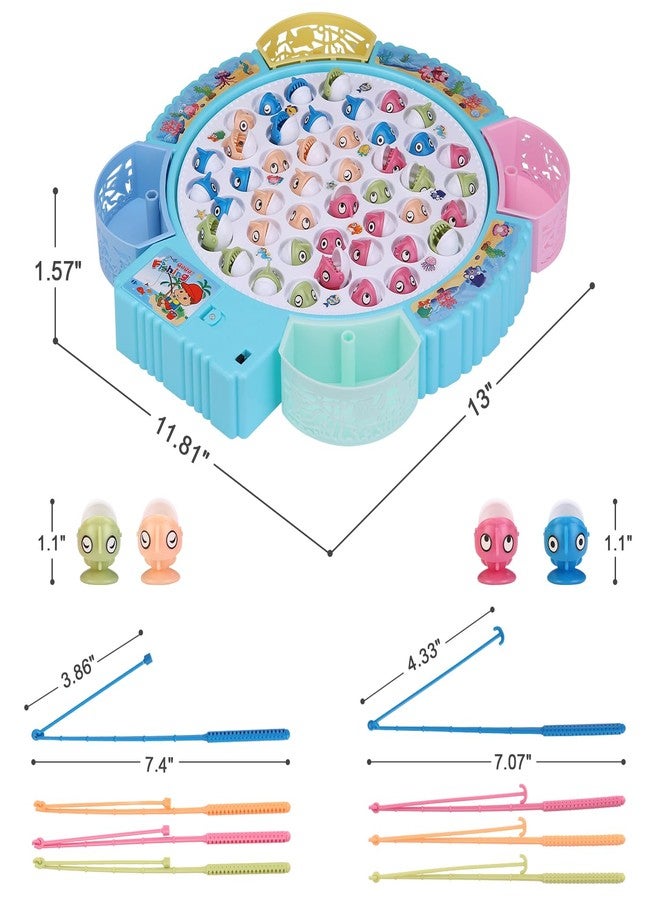 Pakoo Magnetic Fishing Game Toys, Rotating Board Game with Music Including 45 Fishes and 8 Fishing Poles, Christmas Party Game Toys for Kids Age 3 4 5 6 7 and Up - Image 4