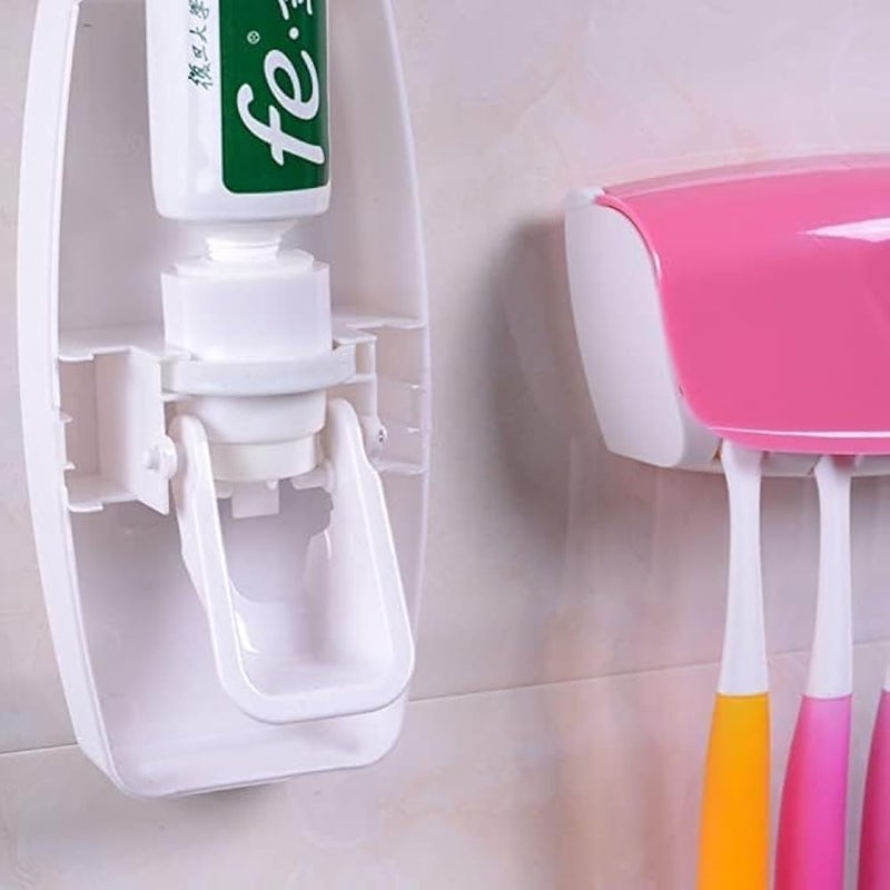 Automatic Toothpaste Dispenser Hands Free Wall Mounted Toothpaste Dispenser with 5 Slots Detachable Toothbrush Holder - Image 4