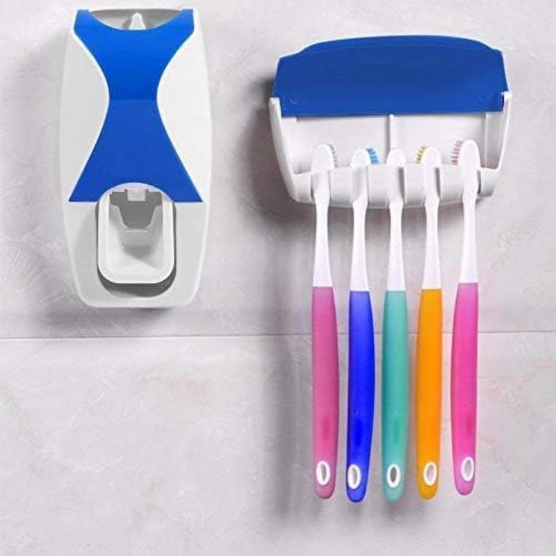 Automatic Toothpaste Dispenser Hands Free Wall Mounted Toothpaste Dispenser with 5 Slots Detachable Toothbrush Holder - Image 2