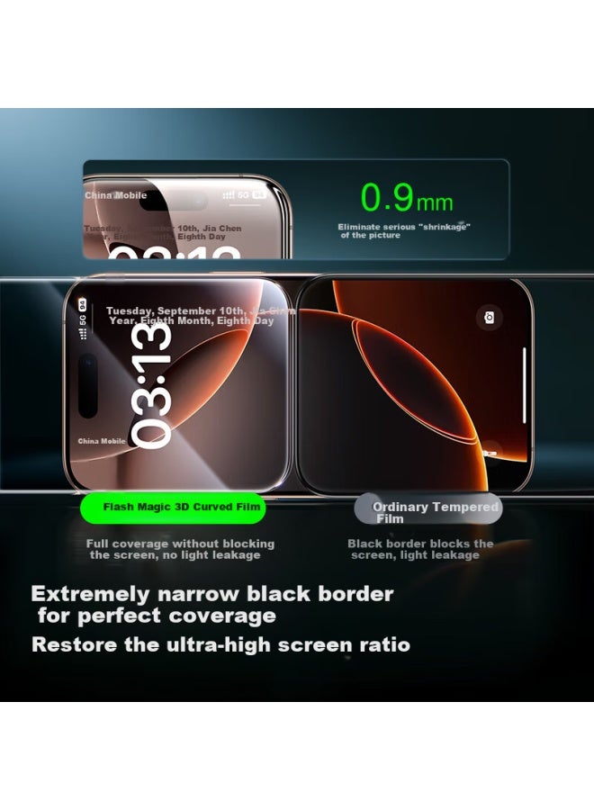 Smartdevil 3D Hot Bending Film + Roller Film Warehouse For Apple 16Pro Tempered Film Iphone 16Pro Phone Film High Definition Anti-Fingerprint Dust-Free Film 2 Pieces Pack - Image 3