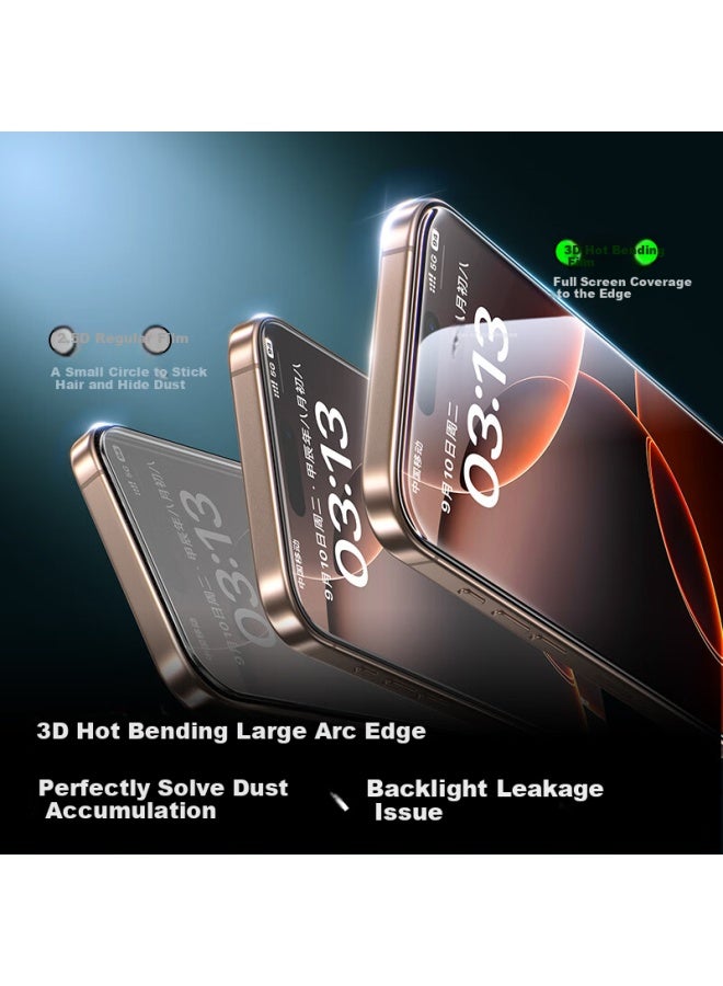 Smartdevil 3D Hot Bending Film + Roller Film Warehouse For Apple 16Pro Tempered Film Iphone 16Pro Phone Film High Definition Anti-Fingerprint Dust-Free Film 2 Pieces Pack - Image 4