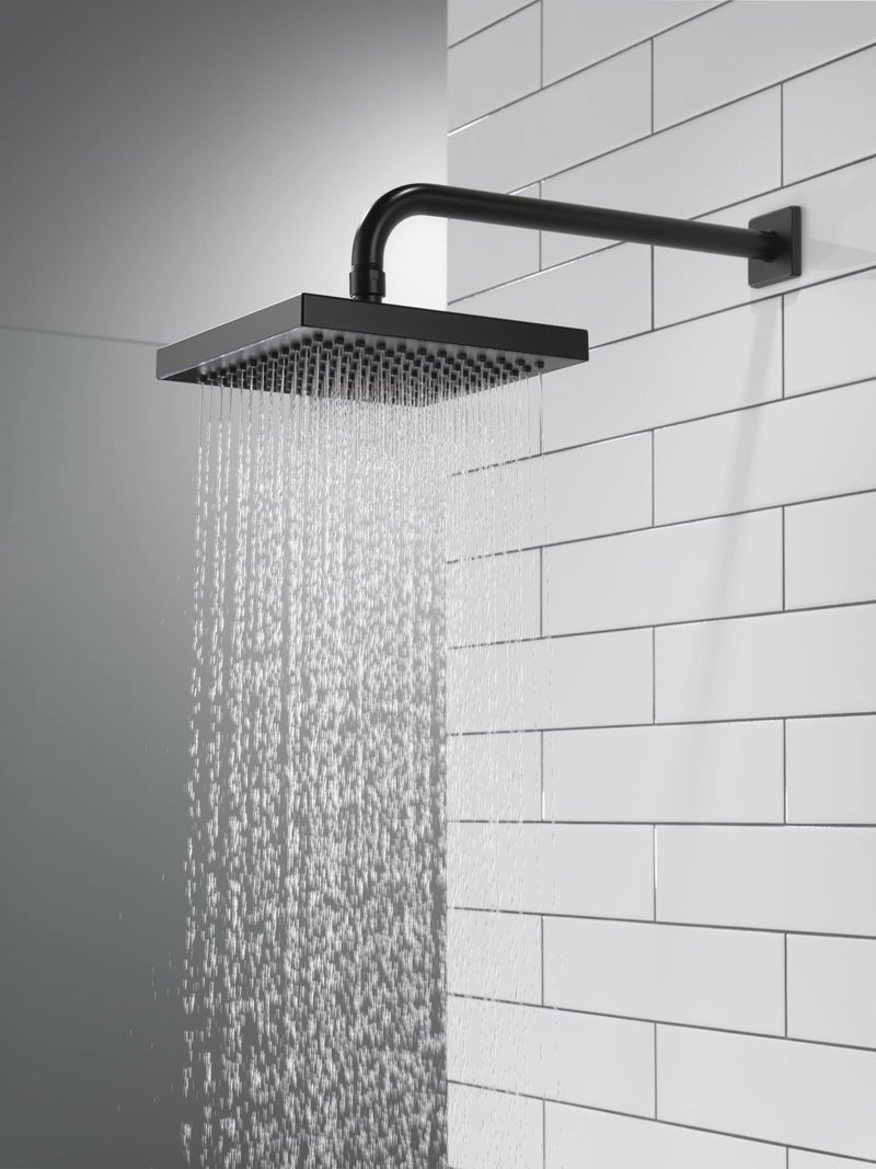 Delta Faucet Single-Spray Rain Shower Head Black, Rainfall , Black Square , Matte Black Rainfall , Delta Rain Shower Metal , Matte Black 52841-BL - Image 2