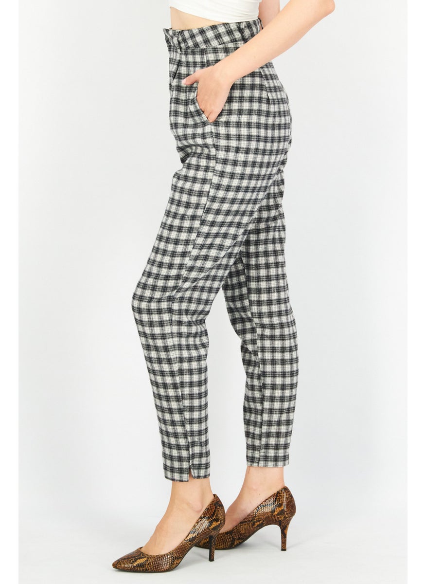 Heartbreak - Women Regular Fit Checkered Pants, Black/Light Grey - Image 1