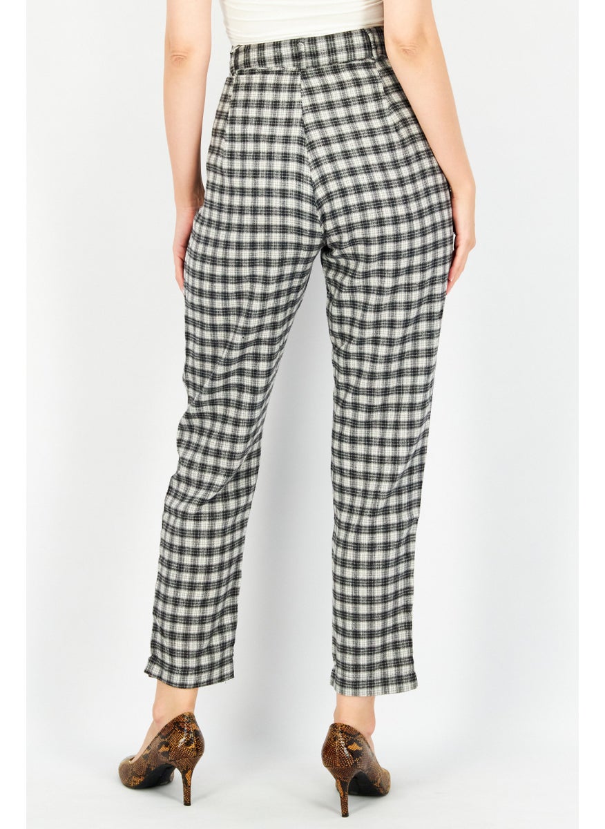 Heartbreak - Women Regular Fit Checkered Pants, Black/Light Grey - Image 1