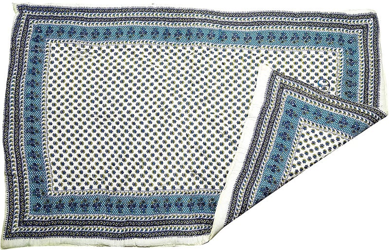 Lilfly Rajasthani Traditional Cotton and Microfiber Jaipuri AC razai Sky Booti Print with Borded Design Single Bed Reversible (Both Sided) Jaipuri Quilt 55x85 inch (Set of 1) - Image 4