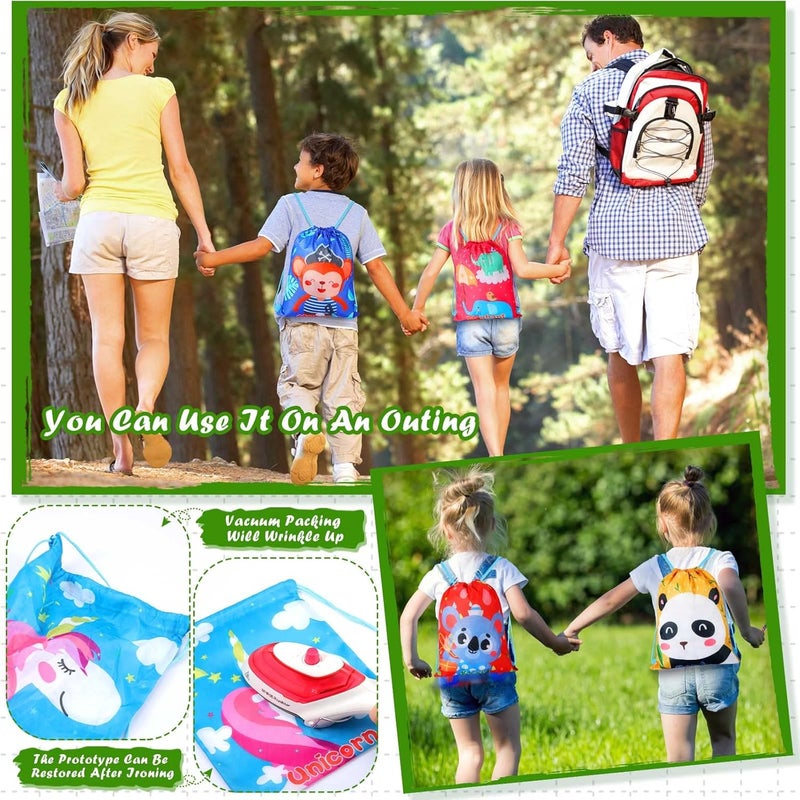 Shappy 12 Pcs Jungle Animal Drawstring Bags Cartoon Animal Print Party Favors Bags for Kids Safari Zoo Candy Goodie treat Gift Backpack Jungle theme Supplies for Boys Girls Birthday Baby Shower - Image 4