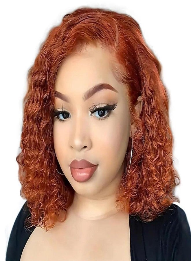 Rolisy 5x5 Glueless Wigs Human Hair Pre Plucked Pre Cut Short Curly Human Hair Wig Wear And Go Glueless Ginger Curly Bob Wig Water Wave Lace Front Wigs For Black Women HD Lace Closure Middle Part 350 12 Inch - Image 1