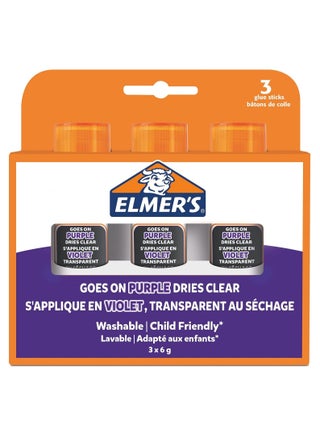 3-Pack Disappearing Glue Stick - Purple (6g)