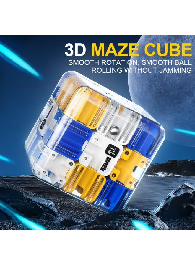 3D Roller Coaster Maze Cube, Three-Level Spiral Puzzle Rotating Beads Magic Cube, Educational Balance Training Stress Relief Toy for Kids Adults - Image 2