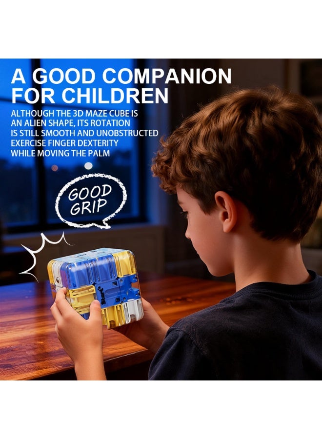 3D Roller Coaster Maze Cube, Three-Level Spiral Puzzle Rotating Beads Magic Cube, Educational Balance Training Stress Relief Toy for Kids Adults - Image 3
