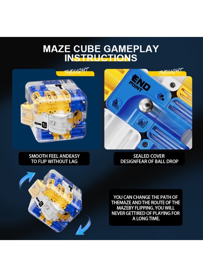 3D Roller Coaster Maze Cube, Three-Level Spiral Puzzle Rotating Beads Magic Cube, Educational Balance Training Stress Relief Toy for Kids Adults - Image 4