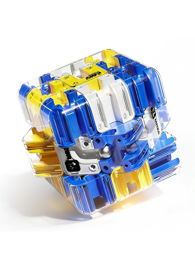 3D Roller Coaster Maze Cube, Three-Level Spiral Puzzle Rotating Beads Magic Cube, Educational Balance Training Stress Relief Toy for Kids Adults - Image 1