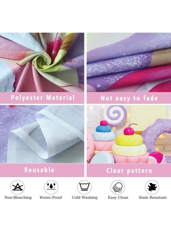 DASHAN 7x5ft Donut Backdrop Donut Candy Cake Smash White Brick Wall Polyester Photography Background for Baby Shower Party Girl Birthday Portrait Banner Baby Girl 1st Birthday YouTube Photo Prop - Image 5