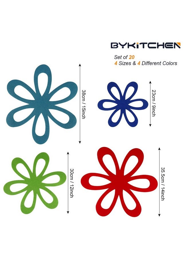 BYKITCHEN BYKITCHEN Felt Pan Separators, Set of 20 & 4 Different Sizes, Flower Glass Bowl Dish Separator Protectors for Stacking and Protecting Glassware, Cookware and More  - Image 2