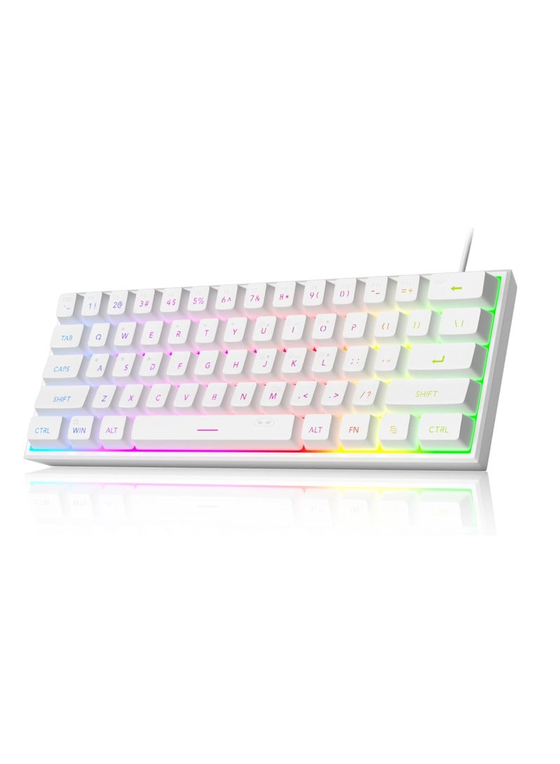 MageGee Mini 60% Gaming Keyboard, RGB Backlit 61 Key Ultra-Compact Keyboard, TS91 Ergonomic Waterproof Mechanical Feeling Office Computer Keyboard for PC, MAC, PS4, Xbox ONE Gamer(White) - Image 1
